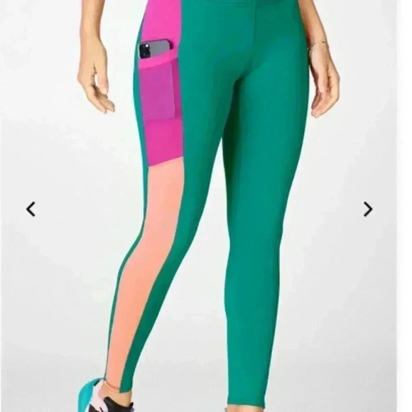 Fabletics Pants - Fabletics power hold on the go high waisted legging dark jade wild nectar fiesta